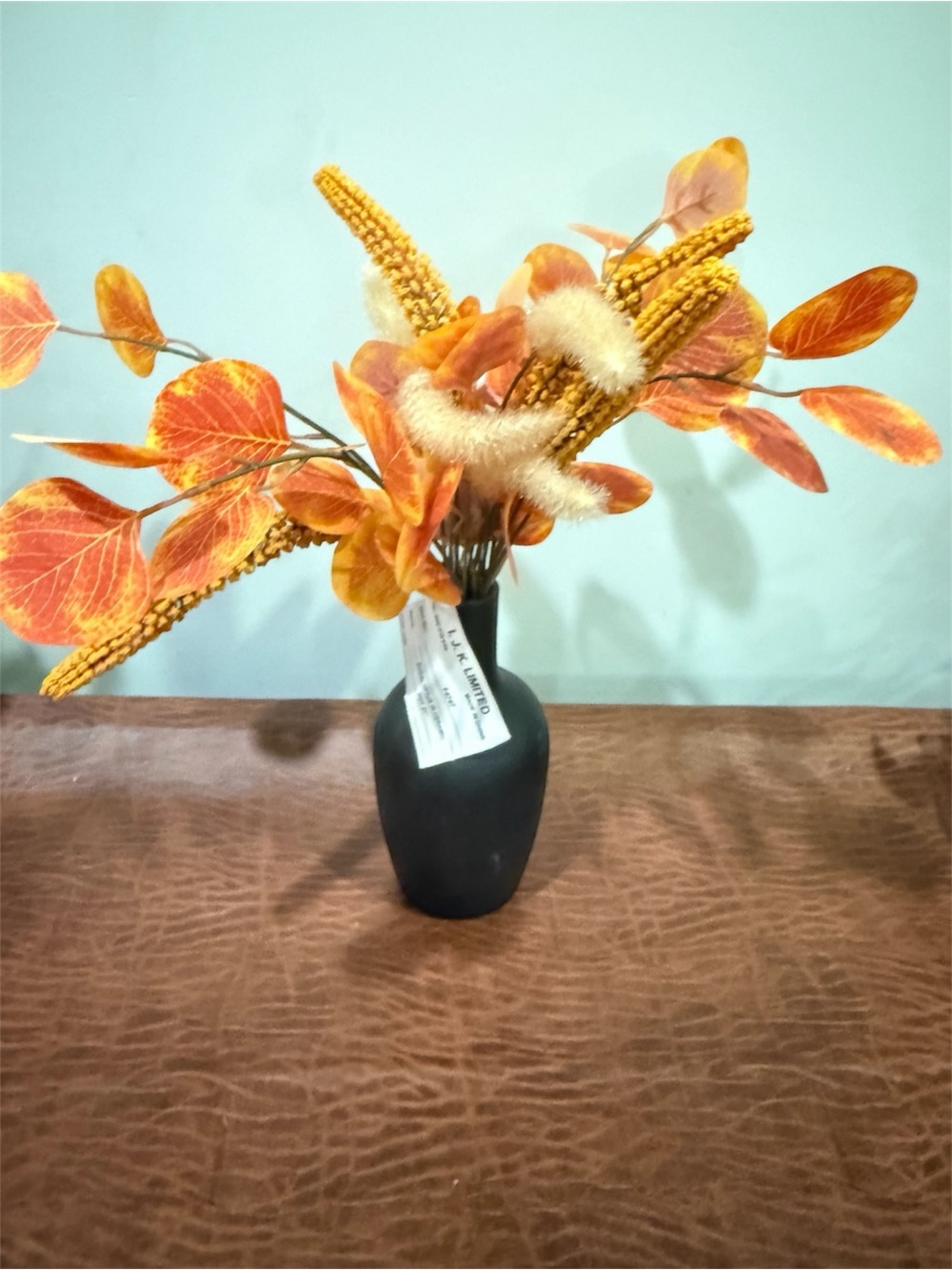 Eucalyptus Faux Floral Arrangement Ceramic Pot NWT